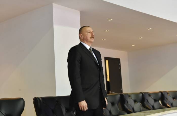 President Aliyev watching game of Azerbaijani women’s volleyball team

