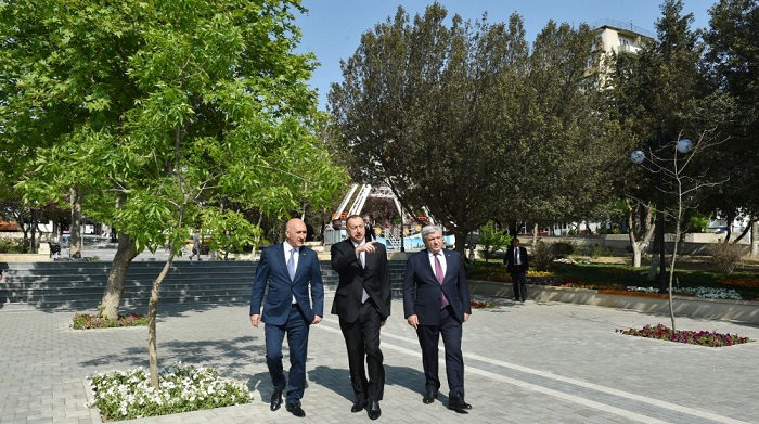 President views conditions created in Heydar Garden - PHOTOS