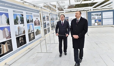 President Ilham Aliyev reviews ongoing redevelopment work at Heydar Aliyev Park in Mingachevir