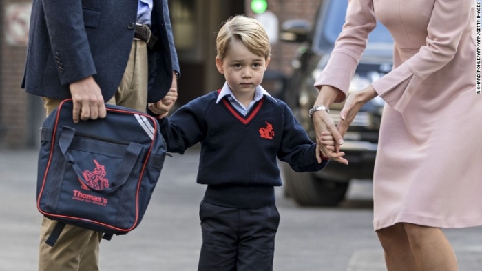 Prince George unfazed as he arrives for first day of school