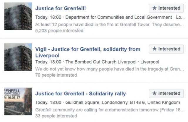 Rallies for victims of Grenfell Tower to be held tonight across the UK