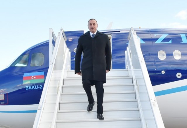 İlham Əliyev Qazaxıstana getdi - FOTOLAR