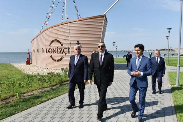 Ilham Aliyev views Narakand complex in Pirallahi district of Baku