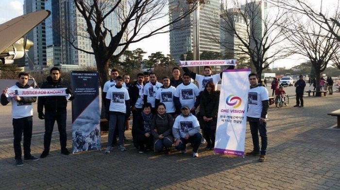 Radfahrt in Seoul anläßlich des Jahrestages des Genozids in Chodschali