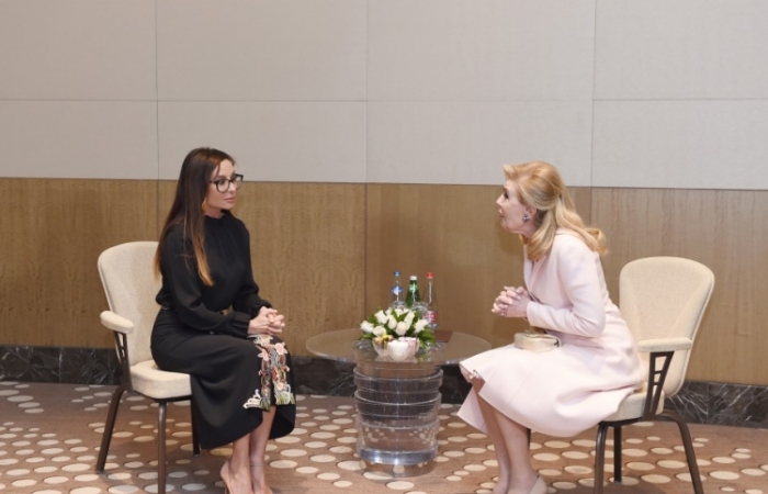 First VP Mehriban Aliyeva meets UNESCO Goodwill Ambassador Marianna Vardinoyannis