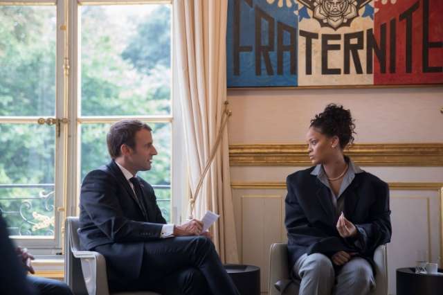 Rihanna meets French president Macron to address education goals