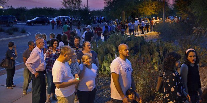 Arizona Democrats Protest Long Lines for Primary Voting