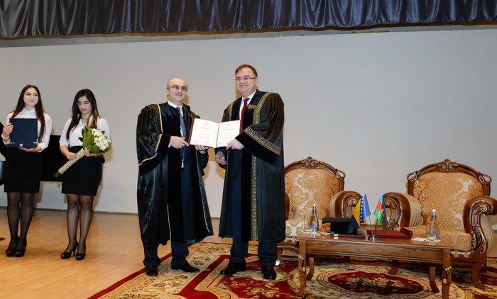 Member of Presidency of Bosnia and Herzegovina receives honorary doctorate from Baku Slavic University