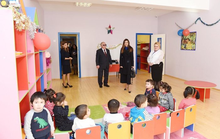 Mehriban Aliyeva views newly built orphanage-kindergarten in Bina 