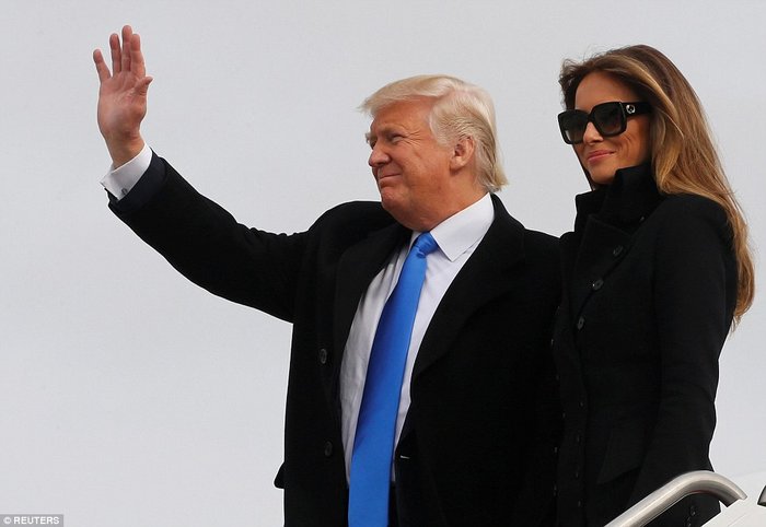 Donald Trump and his family arrive in Washington DC for inauguration