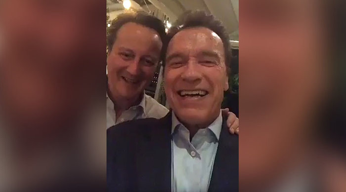 Ex-PM shoots toe-curling Snapchat video with Arnold Schwarzenegger - VIDEO