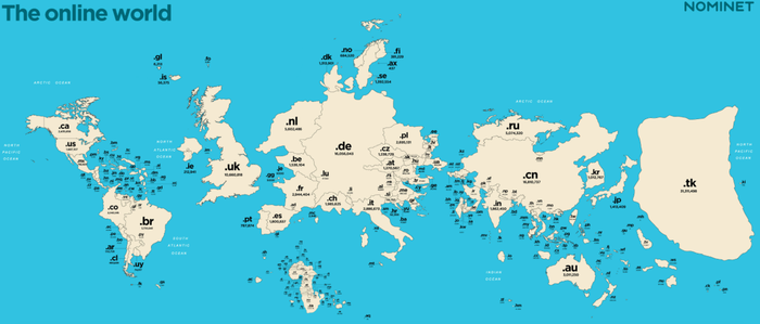 What the world looks like based on internet domains
