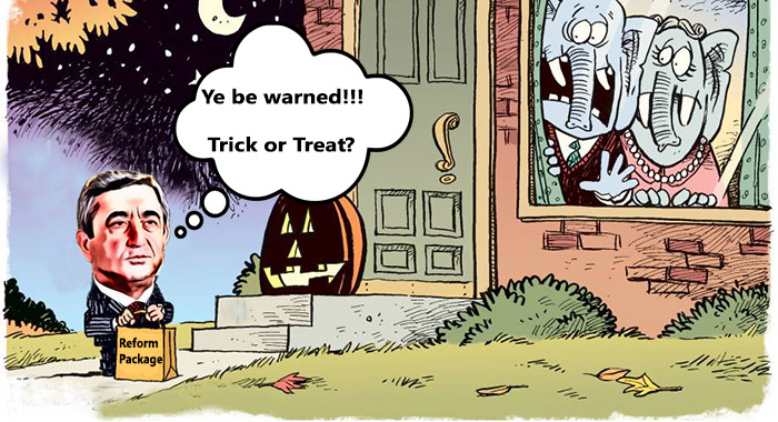 Constitutional reform in Armenia,  `Trick or Treat` policy - CARTOON