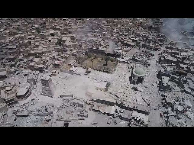 Drone footage shows ruins of Mosul mosque - NO COMMENT
