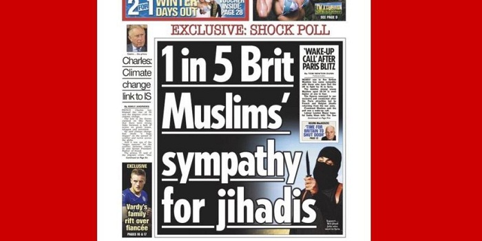 Un musulman sur cinq soutient les djihadistes- la une du Sun qui choque