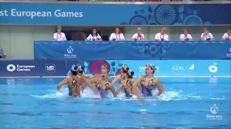 Team synchronized swimming competitions start at Baku"s first European Games - LIVE