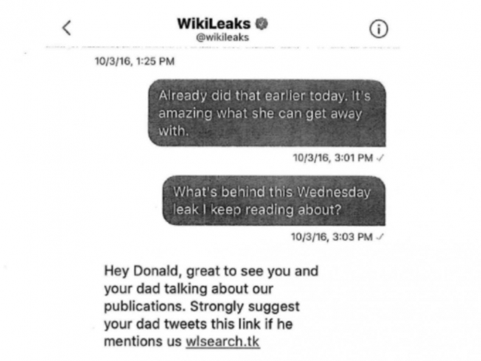 Donald Trump Jr has just revealed his private messages with Wikileaks