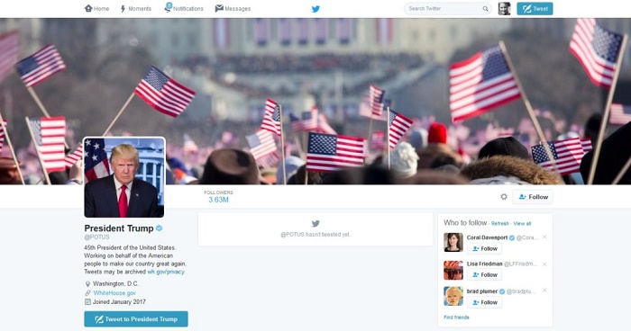Trump has taken over @POTUS Twitter account