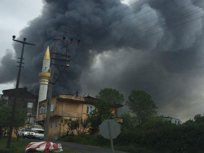 Furniture plant on fire in northern Turkey