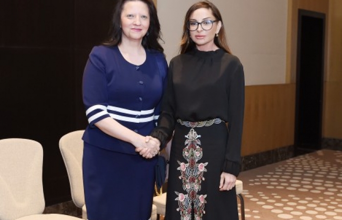 Erste Vizepräsidentin Mehriban Aliyeva trifft sich mit First Lady von Mazedonien Maya Ivanova