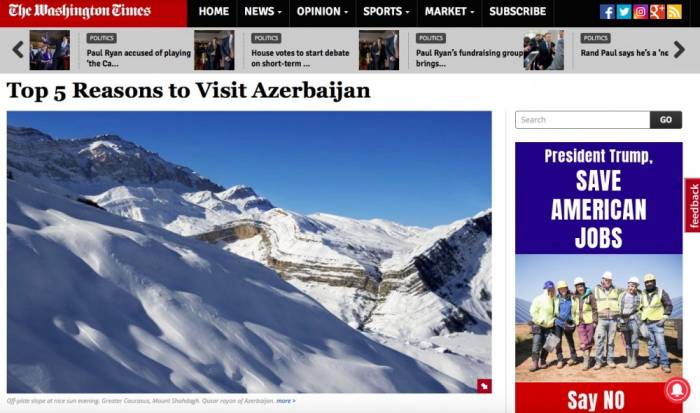 "The Washington Times": "Cinco razones para ir a Azerbaiyán"